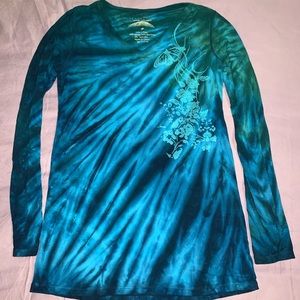 Long sleeve tunic length tie dye top